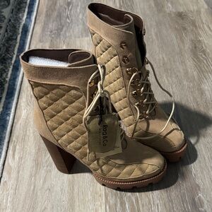 Rag & Co Tan Quilted Ankle Booties